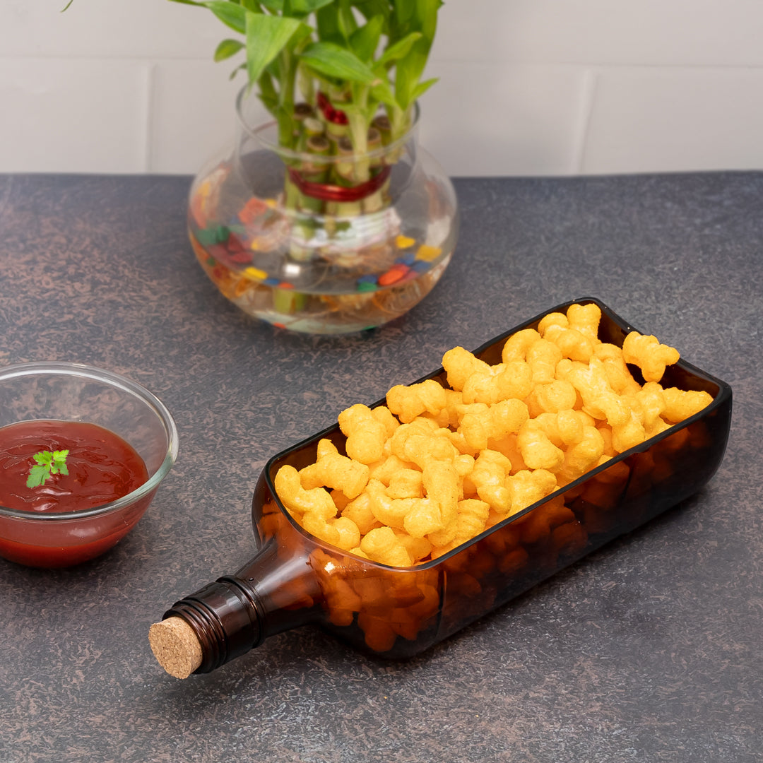 Ballentine Bottle Platter Glass Serving Platter, Environment Friendly Tableware,Sustainable For Any Occasion