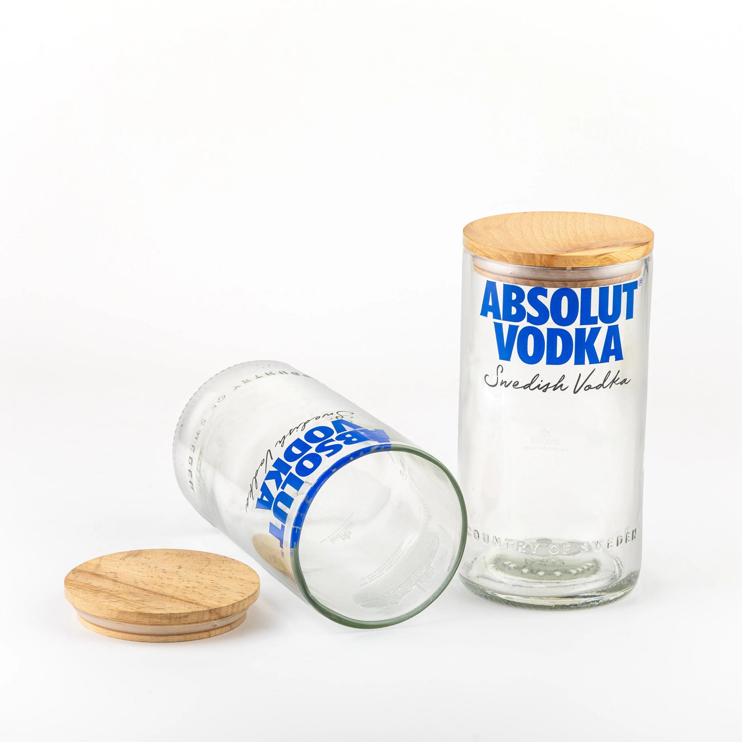 Pack Of 2 Absolute Top Cut Bottle Jars With Wooden Lids Storage Multipurpose Jar 100% BPA Free