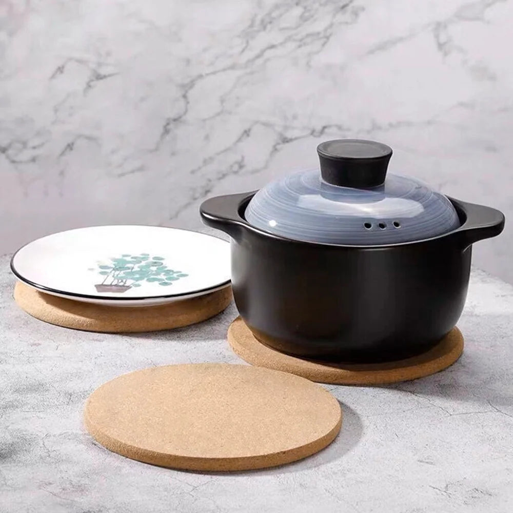 PACK OF 2 Cork Eco-Friendly Cork Trivets Heat Resistant Hot Pots mat and Pans 18 cm Round Mats for Kitchen Countertop Table