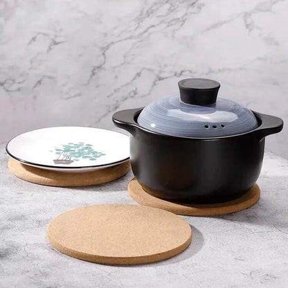 PACK OF 2 Cork Eco-Friendly Cork Trivets Heat Resistant Hot Pots mat and Pans 18 cm Round Mats for Kitchen Countertop Table
