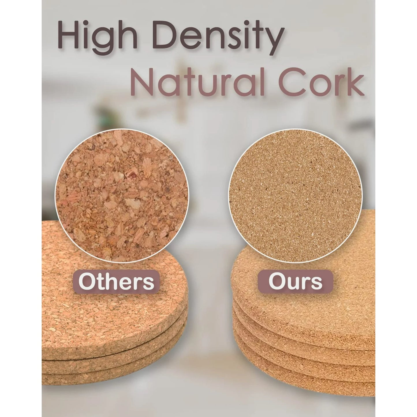 PACK OF 2 Cork Eco-Friendly Cork Trivets Heat Resistant Hot Pots mat and Pans 18 cm Round Mats for Kitchen Countertop Table