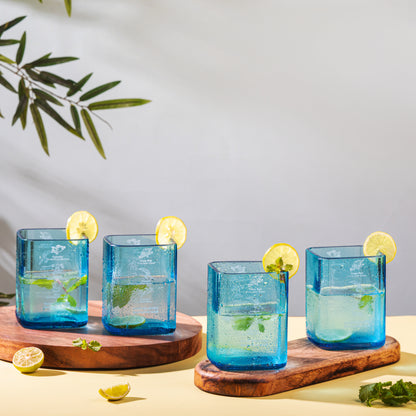 Pack Of 4 Bombay Sapphire Glasses Drinking Juice,Bourbon,Whisky,Cocktails,Mocktail Transparent Up-Cycled Eco-Friendly Glasses Perfect For Home,Restaurants And Parties Dishwasher Safe
