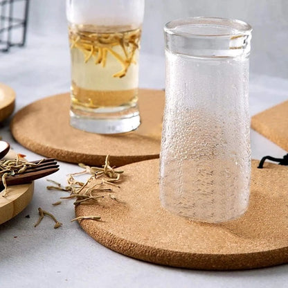 PACK OF 2 Cork Eco-Friendly Cork Trivets Heat Resistant Hot Pots mat and Pans 18 cm Round Mats for Kitchen Countertop Table
