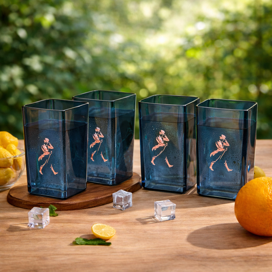 Pack Of 4 Johnnie Walker Double Black Label Glasses 350Ml For Drinking Perfect For Home, Restaurants And Parties Dishwasher Safe