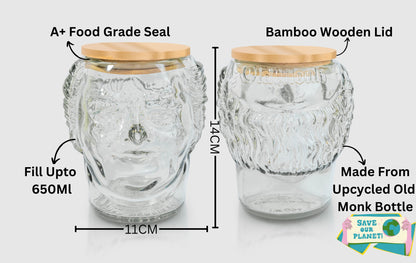 Pack Of 4 Old Monk Big face Jars
