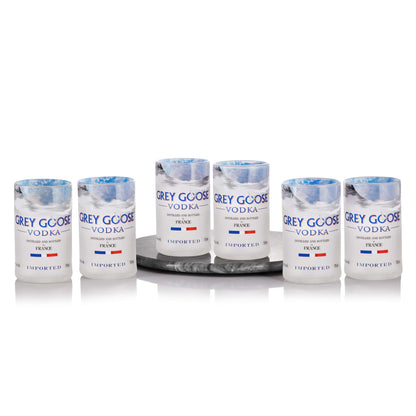 Grey Goose Glasses Set of 6 Drinking Juice, Bourbon, Whisky, Cocktails, Mocktail TransparentUp-cycled Eco-Friendly Glasses Perfect for Home, Restaurants and Parties Dishwasher Safe