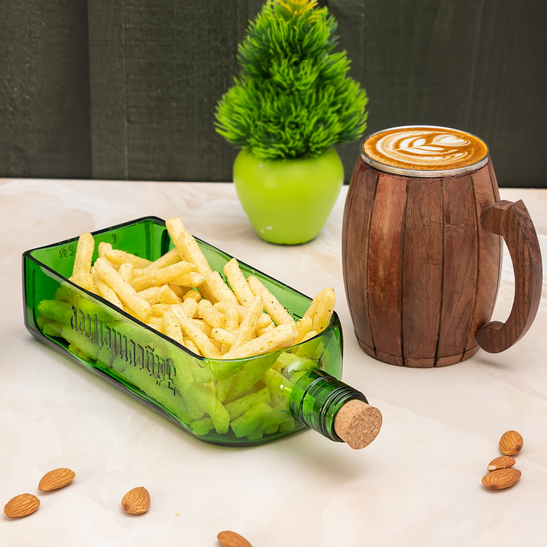 Jagermeister Bottle Platter Glass Serving Platter, Environment Friendly Tableware,Sustainable For Any Occasion
