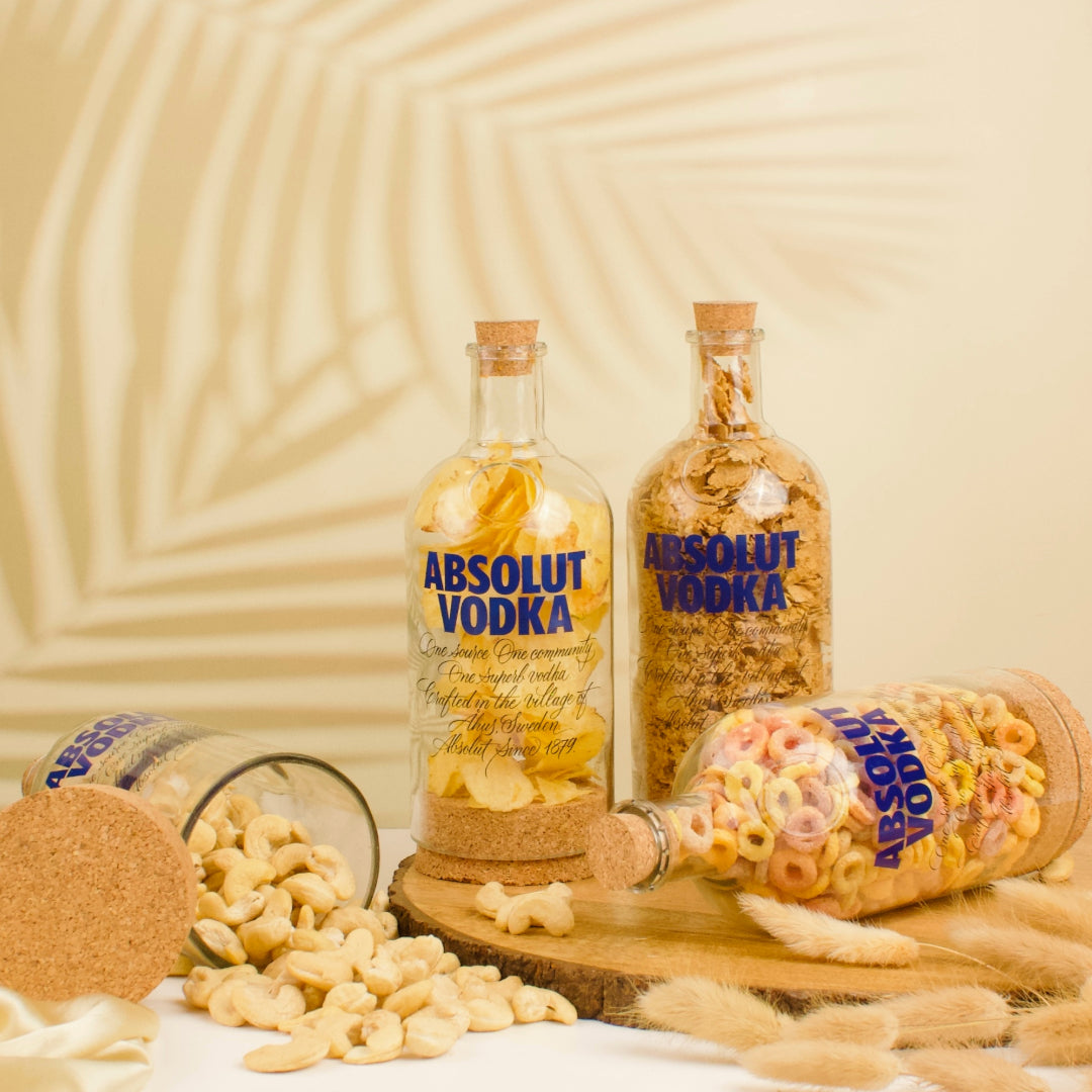 Pack Of 4 Absolute Down Cut Bottle Jars With Cork Lids