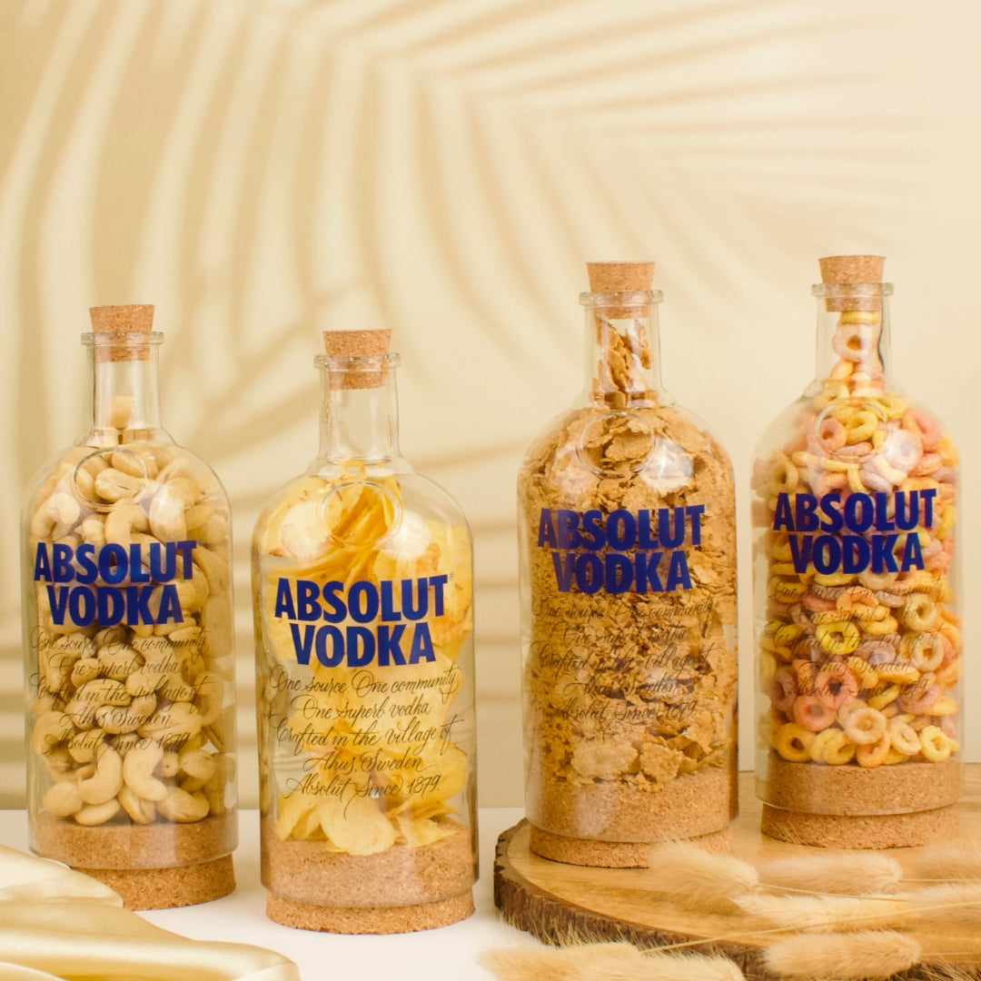 Pack Of 4 Absolute Down Cut Bottle Jars With Cork Lids