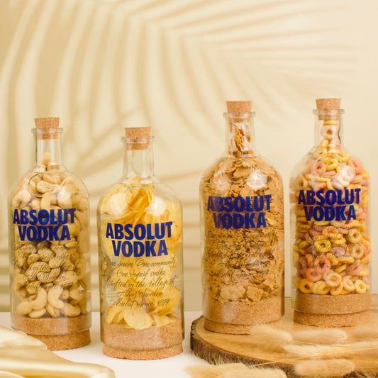 Pack Of 4 Absolute Down Cut Bottle Jars With Cork Lids