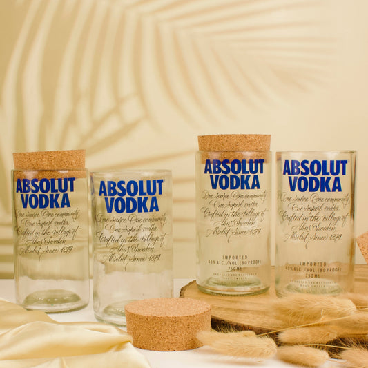 Pack Of 4  Absolute Top Cut Bottle Jars With Cork