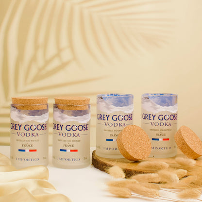 Pack Of 4 Grey Goose Vodka Jars With Cork Lids