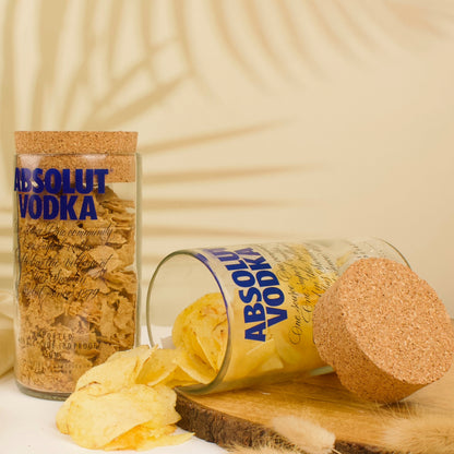 Pack Of 2  Absolute Top Cut Bottle Jars With Cork Lids  Storage Jar