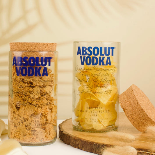 Pack Of 2  Absolute Top Cut Bottle Jars With Cork Lids  Storage Jar