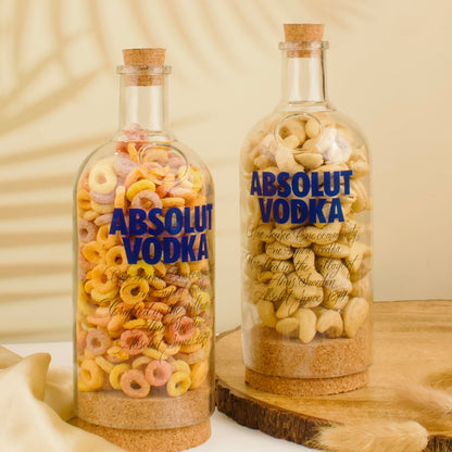 Pack Of 2 Absolute Down Cut Bottle Jars With Cork Lid