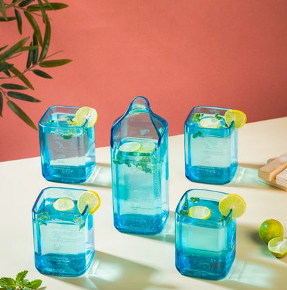 Pack Of 5 Bombay Sapphire Premium Jug With Glasses Drinking Drinking Juice, Bourbon, Whisky, Cocktails  Eco-Friendly Perfect For Home, Restaurants And Parties Dishwasher Safe
