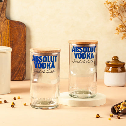 Pack Of 2  Absolute Top Cut Bottle Jars With Wooden Lids  Storage Multipurpose Jar 100% BPA Free