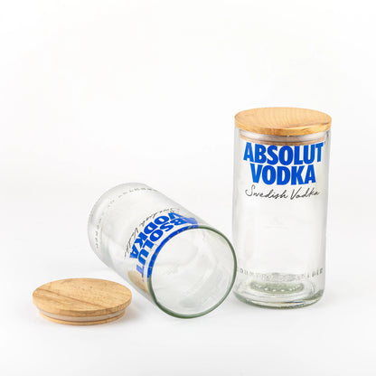 Pack Of 2  Absolute Top Cut Bottle Jars With Wooden Lids  Storage Multipurpose Jar 100% BPA Free