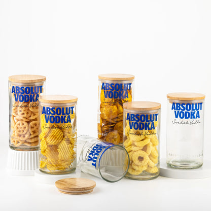 Pack Of 6 Absolute Top Cut Bottle Jars With Wooden Lids - Storage Multipurpose Jar