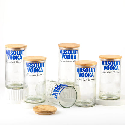 Pack Of 6 Absolute Top Cut Bottle Jars With Wooden Lids - Storage Multipurpose Jar