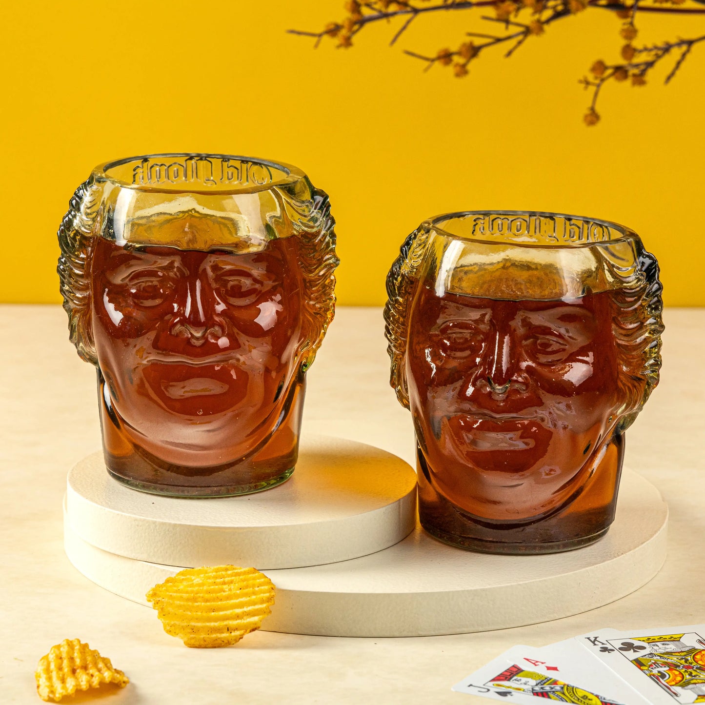 Pack Of 2 Old Monk Big Face Glasses Extra Large 600Ml Drinking Perfect For Home, Restaurants And Parties Dishwasher Safe