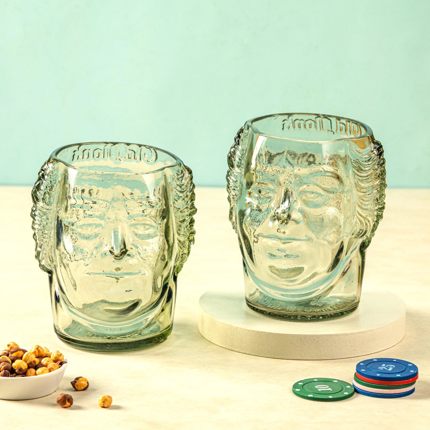 Pack Of 2 Old Monk Big Face Glasses Extra Large 600Ml Drinking Perfect For Home, Restaurants And Parties Dishwasher Safe