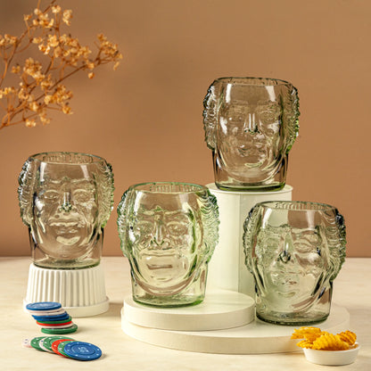 Pack Of 4 Old Monk Big Face Glasses Extra Large 600Ml Drinking Perfect For Home, Restaurants And Parties Dishwasher Safe