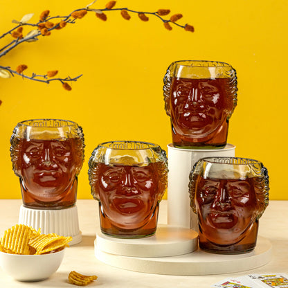 Pack Of 4 Old Monk Big Face Glasses Extra Large 600Ml Drinking Perfect For Home, Restaurants And Parties Dishwasher Safe