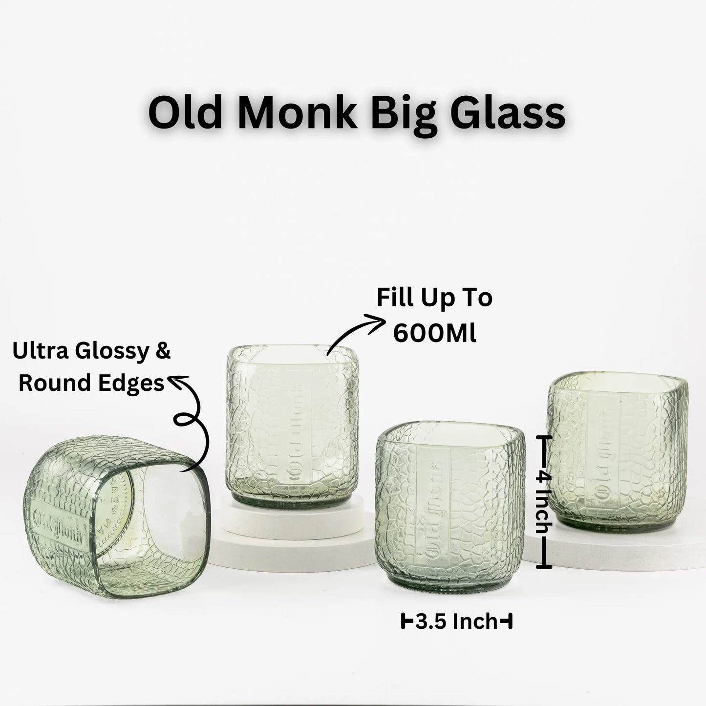 Pack Of 4 Old Monk Big Glasses 600Ml Drinking Perfect For Home, Restaurants And Parties Dishwasher Safe