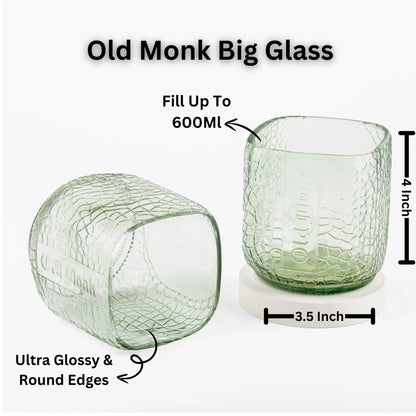 Pack Of 2 Old Monk Big Glasses 600Ml Drinking Perfect For Home, Restaurants And Parties Dishwasher Safe